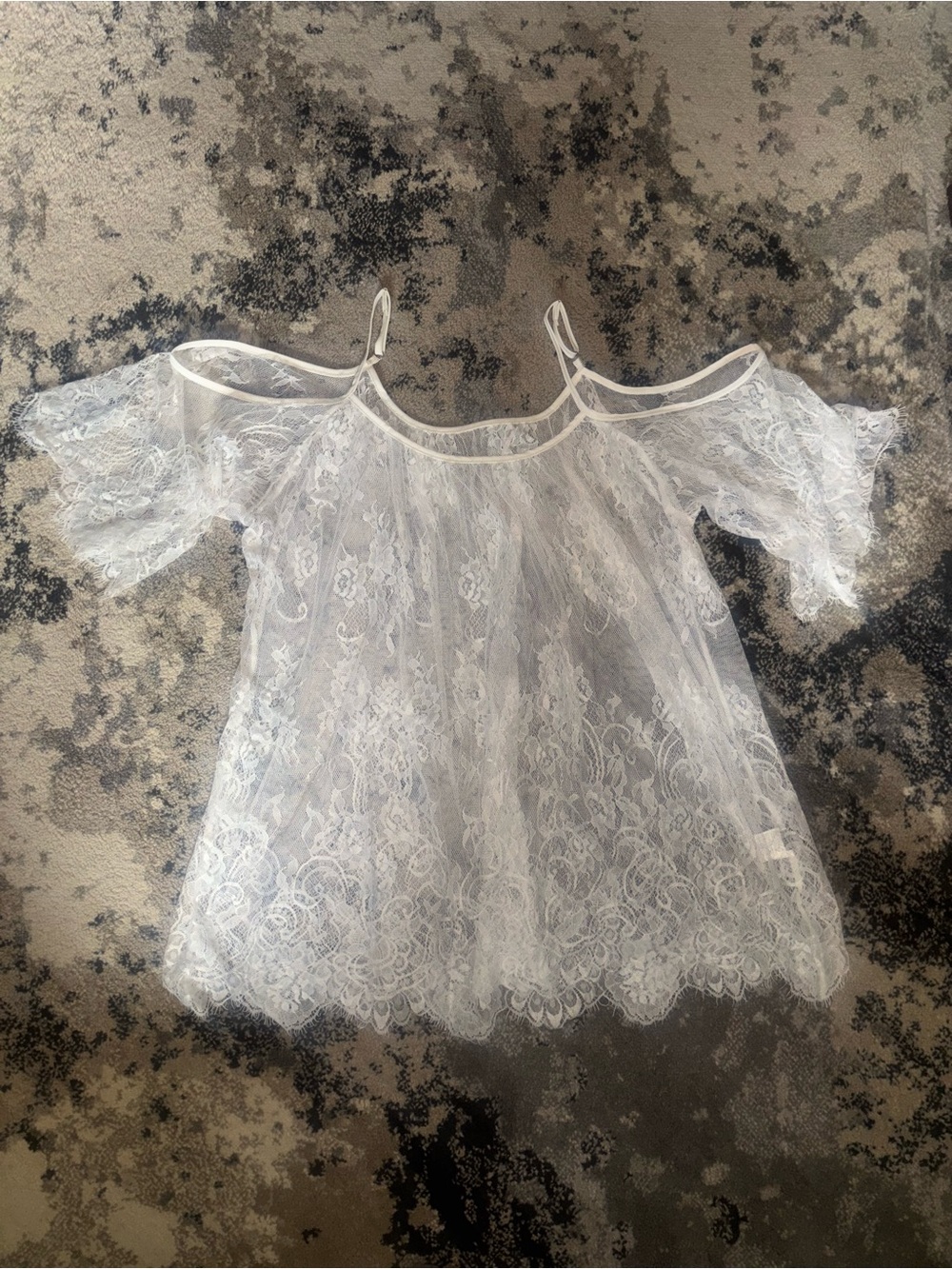 SHEIN White Lace Cold-Shoulder Spaghetti Strap Tank